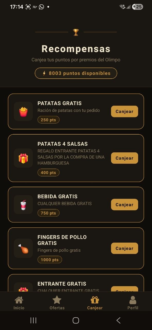 App Theos Burger — Sistema de recompenses i punts