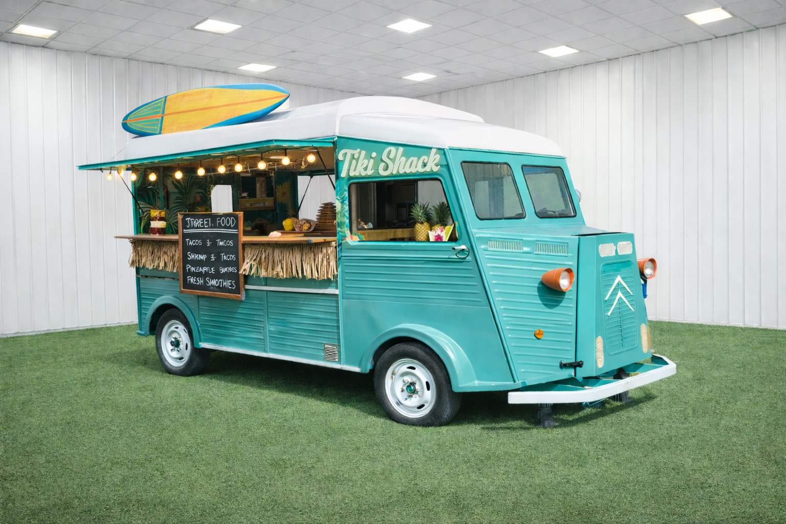 Food truck Citroën HY turquesa Tiki Shack para eventos en Alicante
