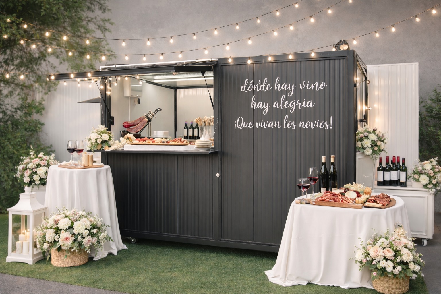 Módulo food truck negro para bodas y eventos en Alicante