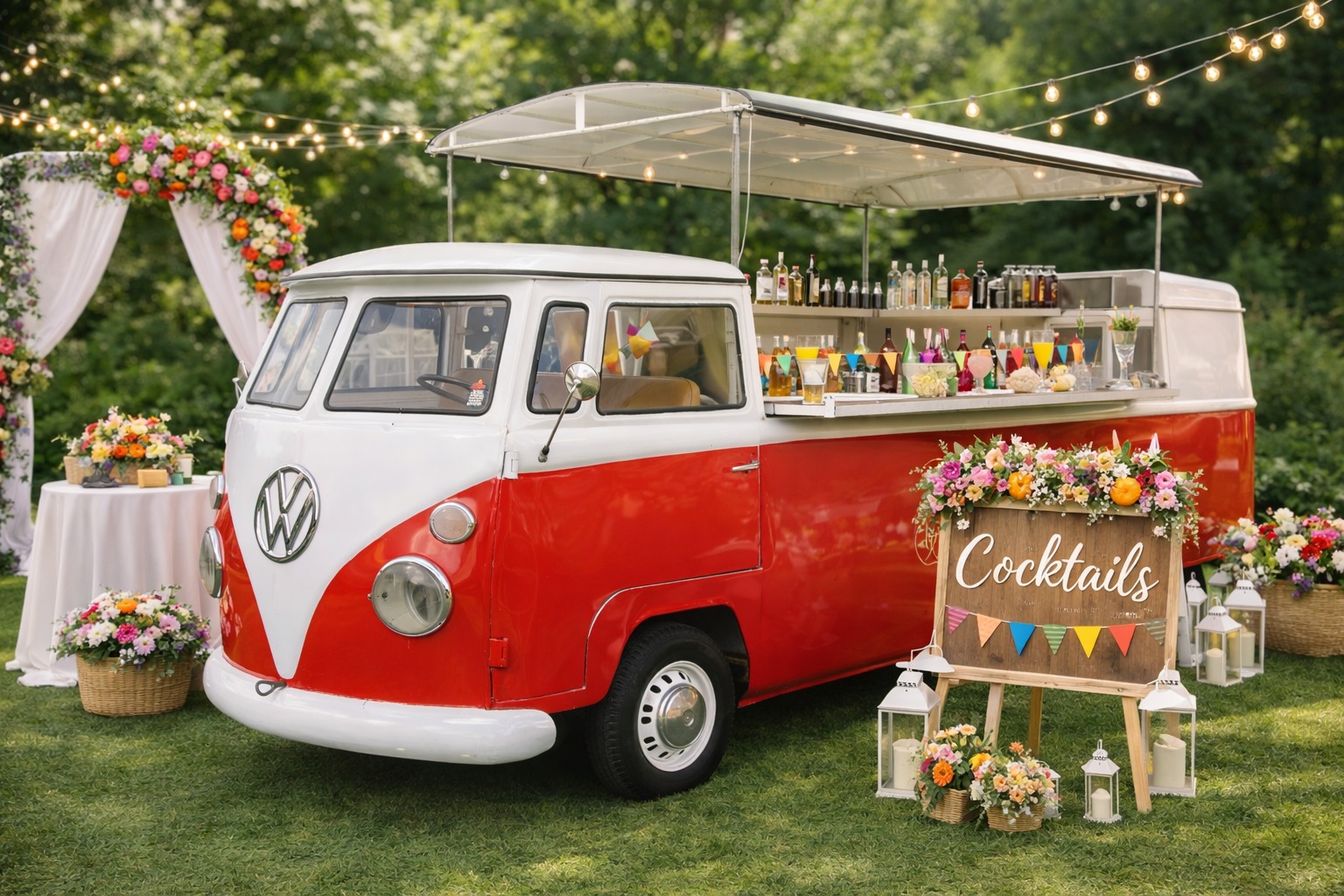 Food truck VW T1 roja clásica para eventos y bodas en Alicante