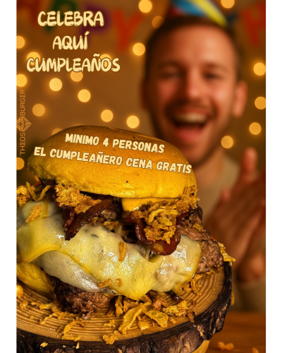 ¿Es tu cumpleaños? En Theos Burger te invitamos a tu hamburguesa. Celebra con nosotros en San Vicente.
